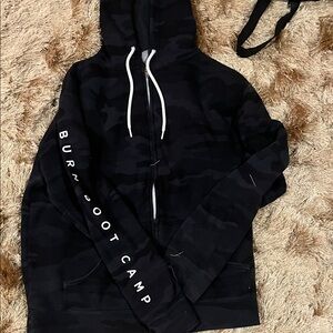 Burn boot camp Black Camouflage Hoodie with White Drawstrings